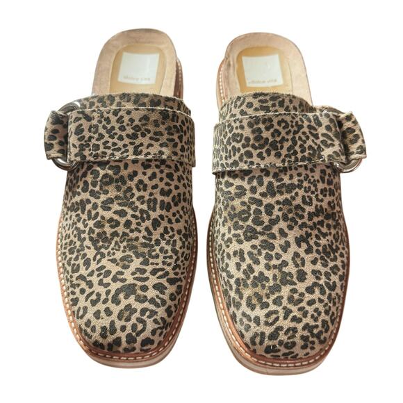 DOLCE VITA Women's Leopard Crochet Verna Wedge Slip On Leather Mules Size 8 NWOB - Picture 3 of 10